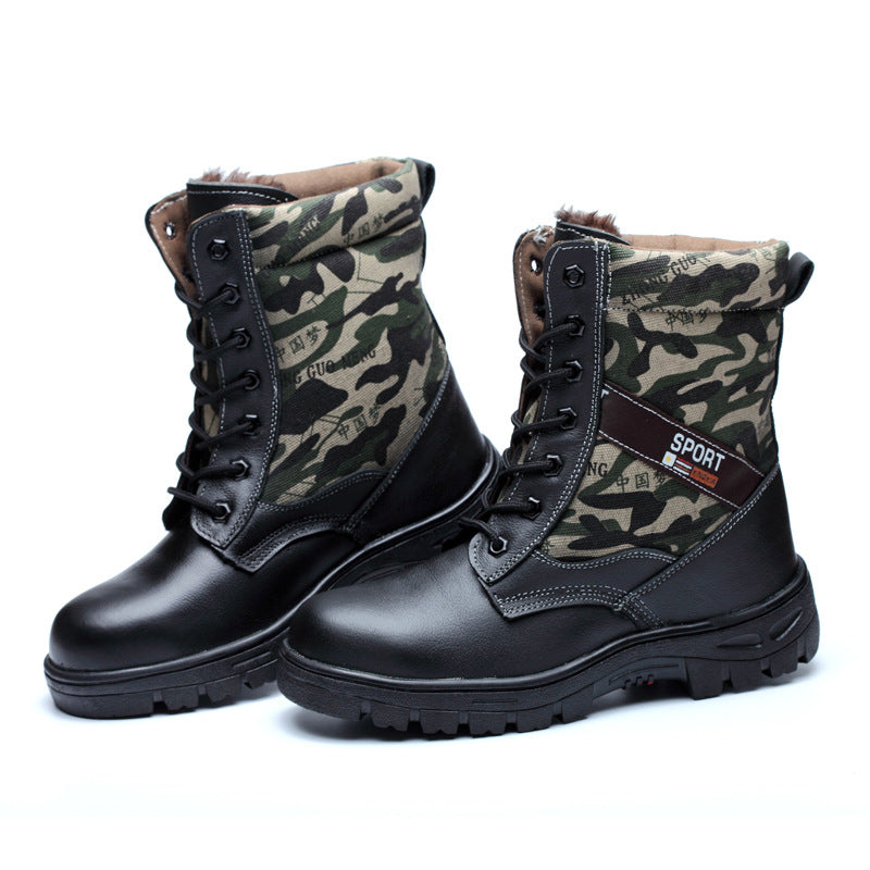 Fabrik direkt arbeit sicherheit schuhe helfen camouflage winter hohe plus samt kalt warm bequem anti-zerschlagung pannensichere schuhe