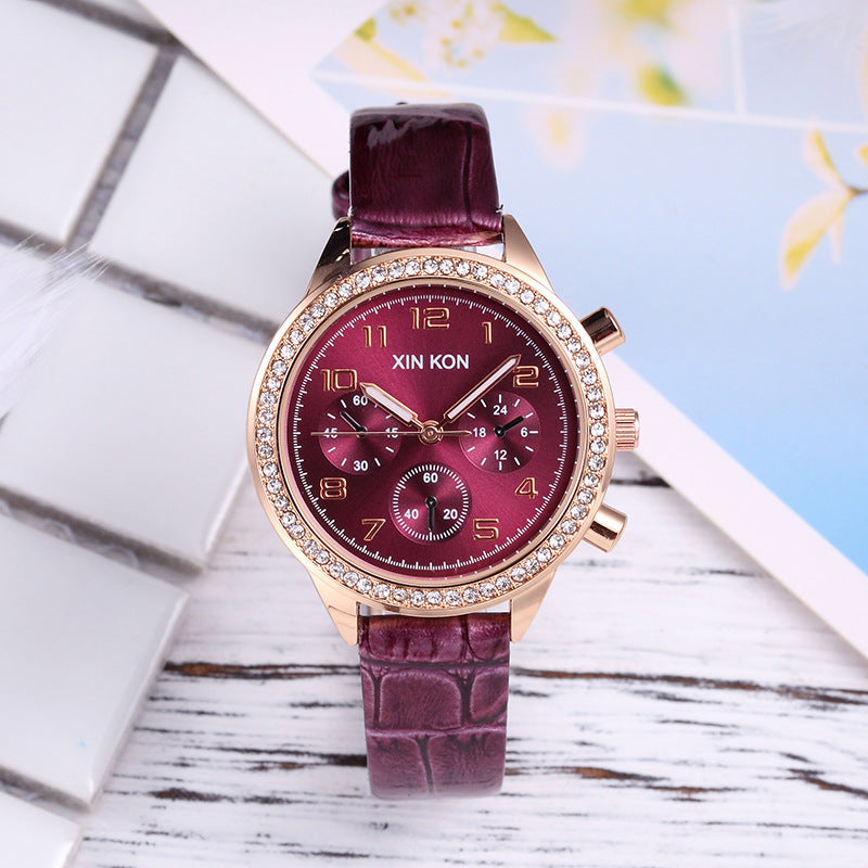 Creative three-eye quartz ladies watch