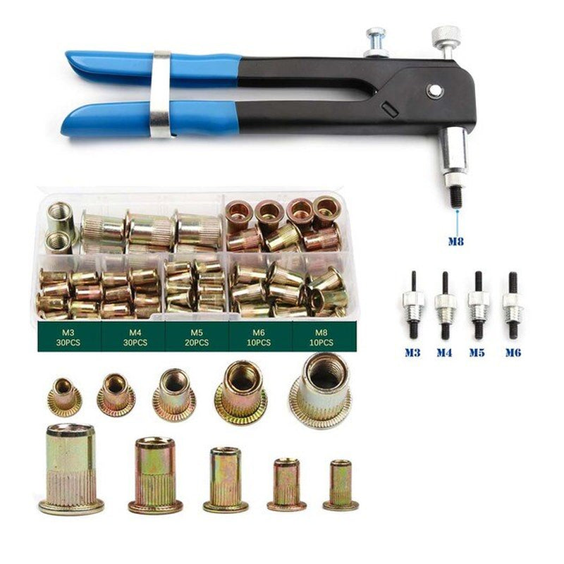 100/150/165/210Pcs Thread Rivet Nut Flat Head Metric Blind Nuts M3 M4 M5 M6 M8 M10 M12 Steel Galvanized Rivnut Screw