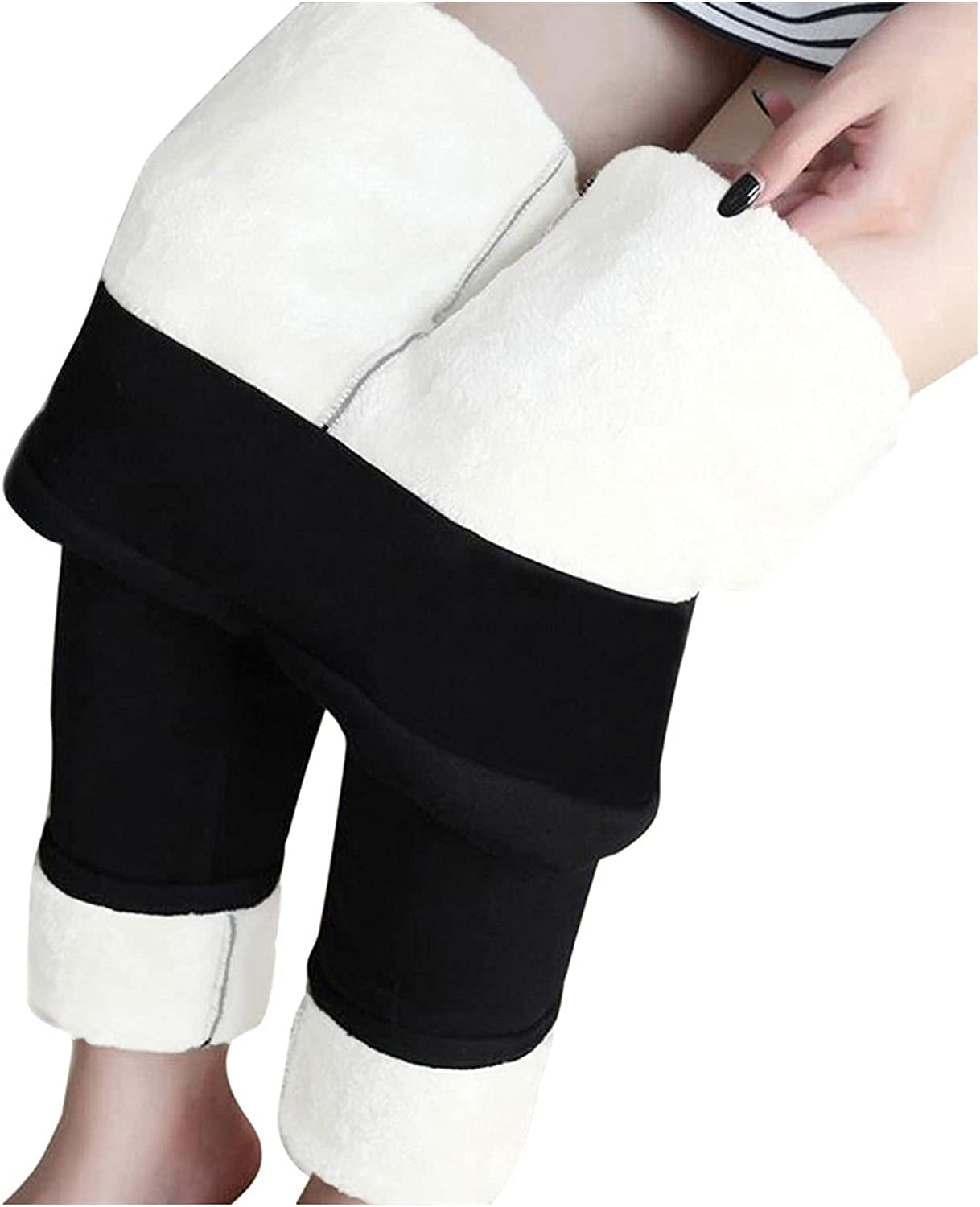 Women Diamond Printed Leggings Winter Sherpa Fleece Lined High Waist Stretchy Thick Cashmere Plush Warm Thermal Pants