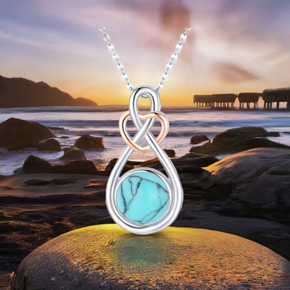 925 Sterling Silver Infinity Love Heart Necklace with Turquoise Pendant Jewelry