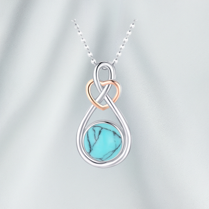 925 Sterling Silver Infinity Love Heart Necklace with Turquoise Pendant Jewelry