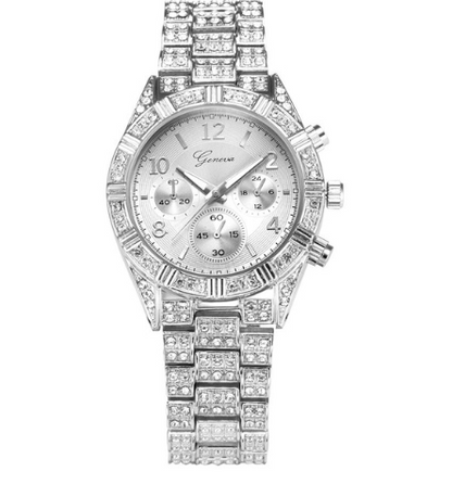 Montre-bracelet analogique à quartz en cristal pour femmes, mode acier inoxydable Genève luxe Reloj Hombre Montre Femme Sport montres