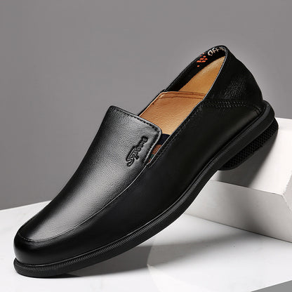 Chaussures d'affaires décontractées en cuir pour hommes, mode coréenne, jeunes britanniques, cuir souple, pointu, noir, hauteur intérieure