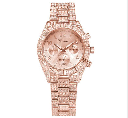 Montre-bracelet analogique à quartz en cristal pour femmes, mode acier inoxydable Genève luxe Reloj Hombre Montre Femme Sport montres
