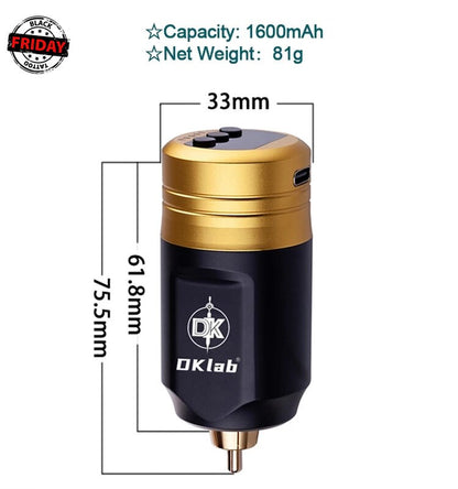 Black Friday DKLAB KL-2 Wireless Tattoo Power Supply,Tattoo Battery,Rechargeable Wireless Powerlithium Polymer 1600Mah