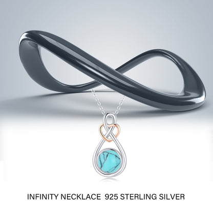 925 Sterling Silver Infinity Love Heart Necklace with Turquoise Pendant Jewelry