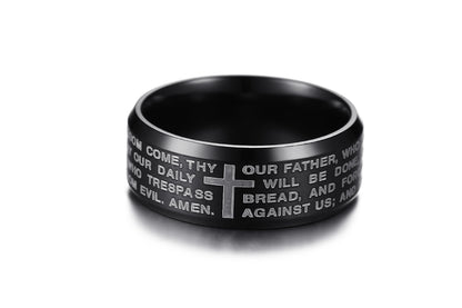 Fashion Titanium Steel Men's Lord's Prayer Ring