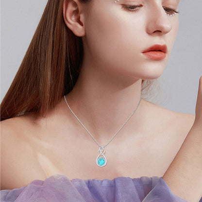 925 Sterling Silver Infinity Love Heart Necklace with Turquoise Pendant Jewelry