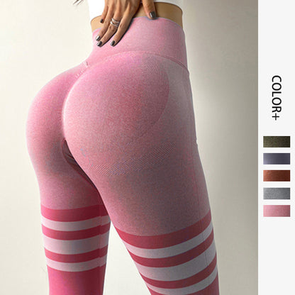 Stripe Design Fitness Leggings High Waisted Tummy Control Yoga Pants Workout Running Legging
