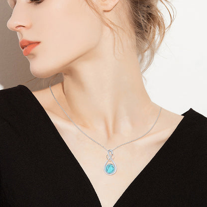 925 Sterling Silver Infinity Love Heart Necklace with Turquoise Pendant Jewelry